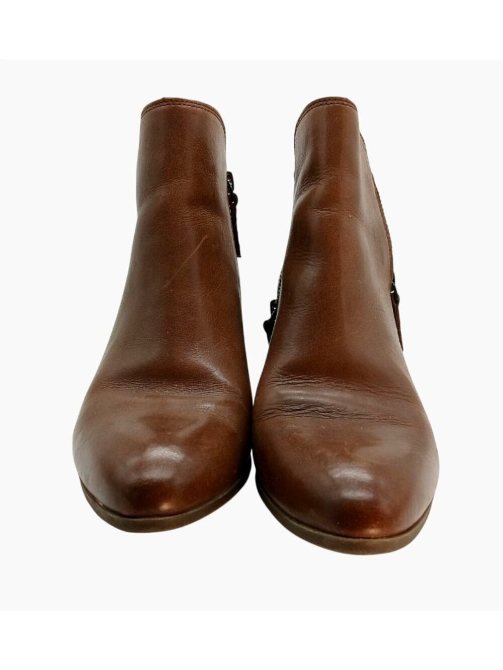 Frye Judith Double Zip Brown Leather Ankle Booties Womens Size 9M Boots Stacked - Picture 2 of 12